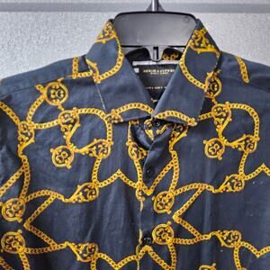 Denim & Flower Ricky Singh Men's Small Buttonup Long Sleeve Shirt Top Gold Chain